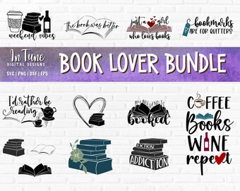 Reading svg bundle, Book Lover svg, books svg, book worm svg, librarian svg, cut file for cricut, Book clipart commercial use, Book png