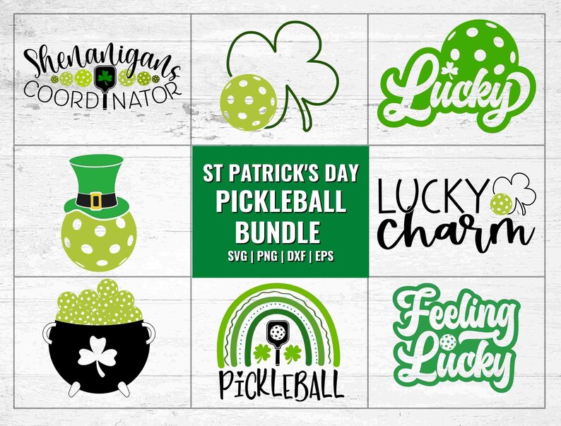 Pickleball SVG Bundle, St Patricks Day SVG, Pickleball Gifts for Couples, Pickleball Decals, Pickleball Tshirt Ideas, Pickleball png Active