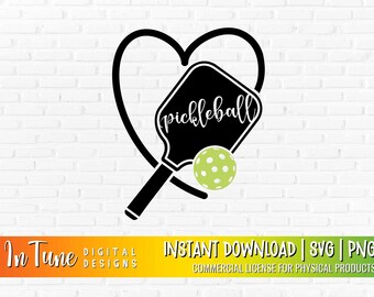 Pickleball svg for shirt, Pickleball heart svg for cricut, Pickleball png, pickleball paddle svg, Pickleball Gifts, pickleball clip art