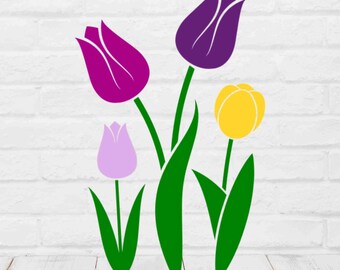 Tulip SVG Spring Flower Cut File Floral Clipart PNG Cricut Floral Design Silhouette Cut File Sublimation Flower Art Instant Download