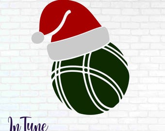Bocce Ball with Santa Hat svg cut file for cricut Holiday sports digital design clip art DIY Christmas project for crafting