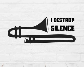 Trombone Player SVG Band Shirt Design Music Cut File Funny Marching Band SVG for Cricut Clipart Decal for Musician