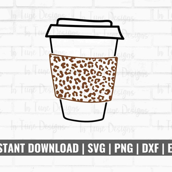 Coffee Cup Svg, Coffee Svg, Coffee Mug Svg, Cut File For Cricut, Coffee Clip Art, Coffee Take away Cup svg, Coffee cup png, leopard coffee