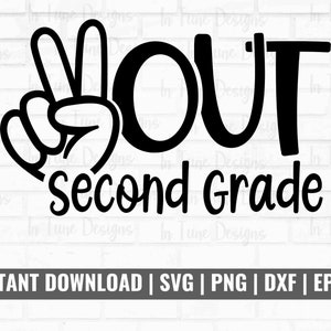 2 年生に平和を SVG、学校の最終日 SVG、子供の学校の終わり SVG、卒業シャツ SVG、Cricut および Silhouette 用のカット ファイル