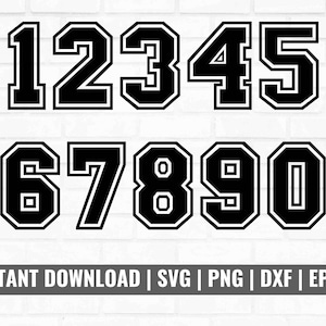 Pacote de números de camisa esportiva svg, números de time universitário svg, números de camisa para camisas, números de camisa individuais para mulheres, números svg