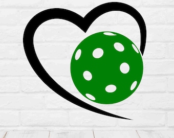 Pickleball SVG Heart Design Love Pickleball PNG for Cricut Shirts Stickers Decals Couples Gift Idea Tournament Cut File Bundle