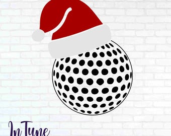 Golf Ball with Santa Hat svg cut file for cricut Holiday sports digital design clip art DIY Christmas project for crafting