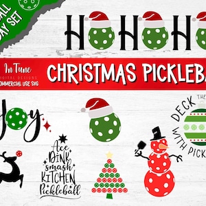 Noël Pickleball svg Bundle pour chemises, Noël Pickleball svg, conceptions d’ornement de Noël Pickleball, cartes de vacances pickleball, clipart