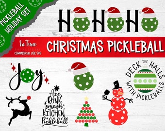 Christmas Pickleball svg Bundle for Shirts, Xmas Pickleball svg, Pickleball Christmas Ornament designs, Holiday pickleball cards, clipart