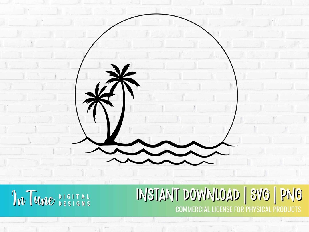 Palm Tree Beach Scene Svg, Vacation Svg Frame, Beach Clipart, Tropical ...