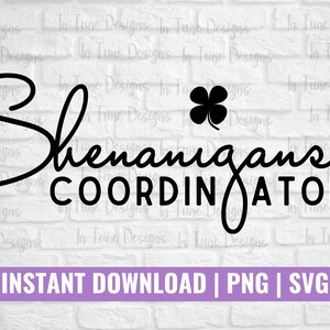 Shenanigans Coordinator SVG,  St Patricks Day svg, St Patricks Day Shirts, St Pat Day Tshirt, St Patricks Day png, funny st patricks svg