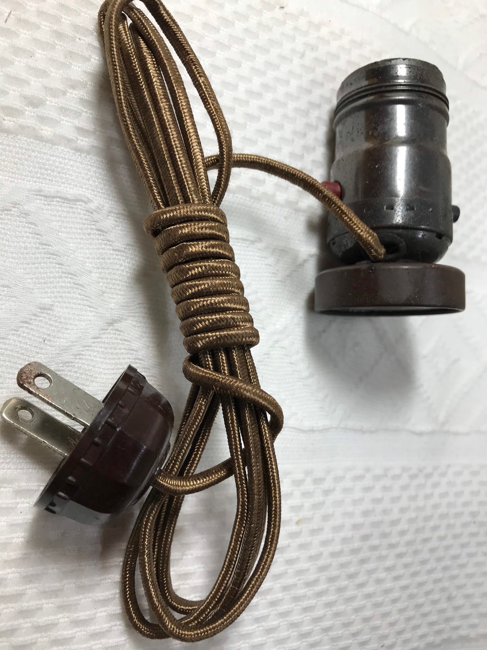 Vintage Table Lamp Rewiring Kit plug socket cloth covered cord Etsy