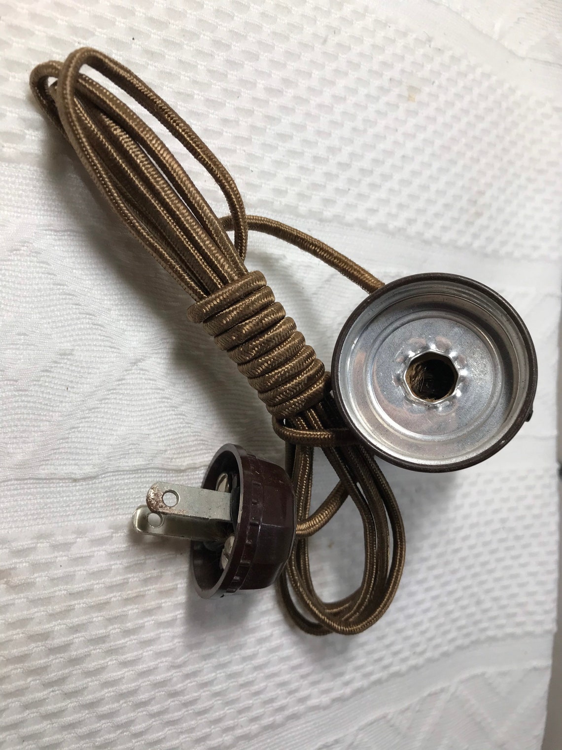 Vintage Table Lamp Rewiring Kit plug socket cloth covered cord Etsy