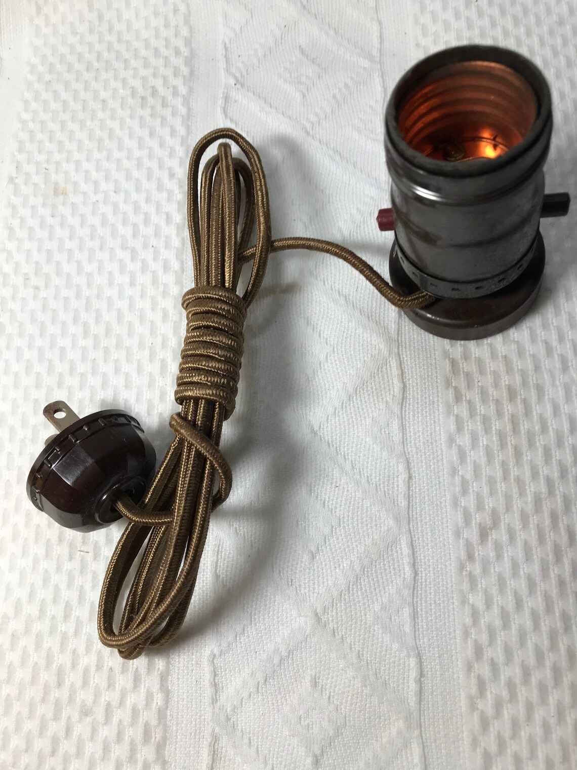 Vintage Table Lamp Rewiring Kit plug socket cloth covered cord Etsy