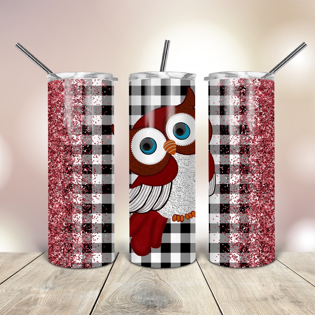 20 Oz Skinny Tumbler Png Red Glitter Owl Wrap Tapered Straight Template ...
