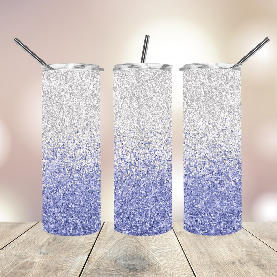 20 Oz Skinny Tumbler Light Blue Glitter Wrap Tapered Straight Template ...