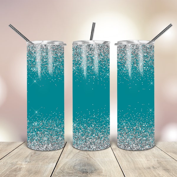 20 Oz Skinny Tumbler Light Teal Glitter wrap tapered straight template digital download sublimation graphics  instant download  sublimation