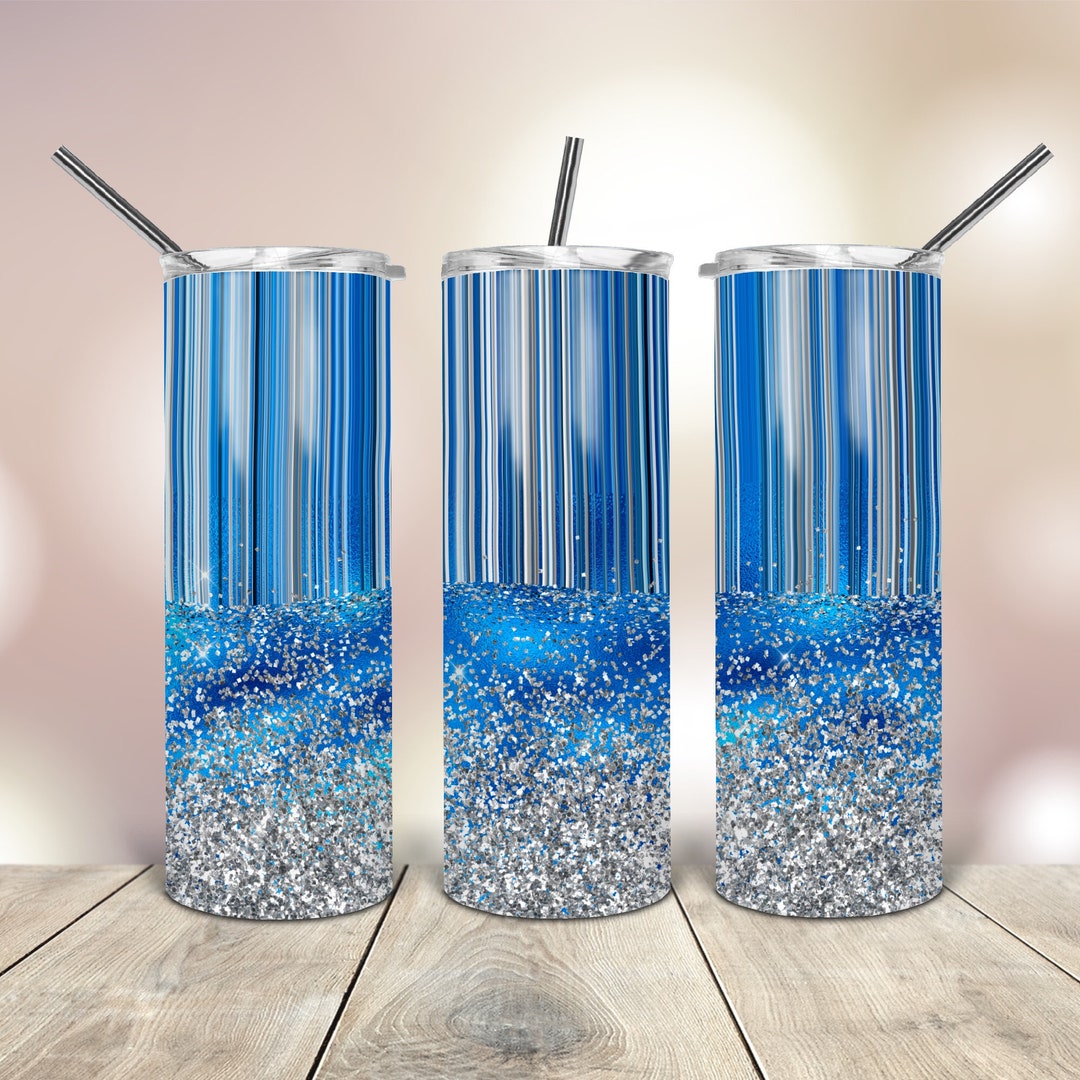 20 Oz Skinny Tumbler Png Blue Glitter Wrap Tapered Straight Template ...