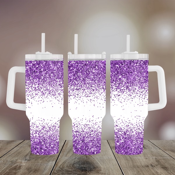 Purple Glitter White Background 40oz Tumbler Png Wrap Seamless template digital download sublimation graphics  instant download Hand Draw