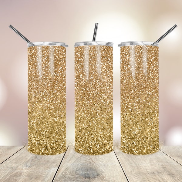 20 Oz skinny Tumbler Png Gold Glitter wrap tapered straight template digital download sublimation graphics  instant download  sublimation