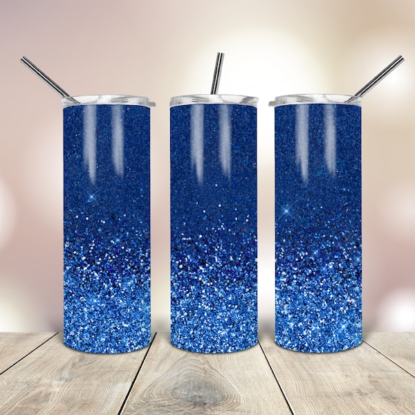 20 Oz Skinny Tumbler Png Blue Glitter  wrap tapered straight template digital download sublimation graphics  instant download  sublimation