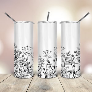 20 Oz skinny tumbler png wild flowers wrap tapered straight template digital download sublimation graphics  instant download  sublimation