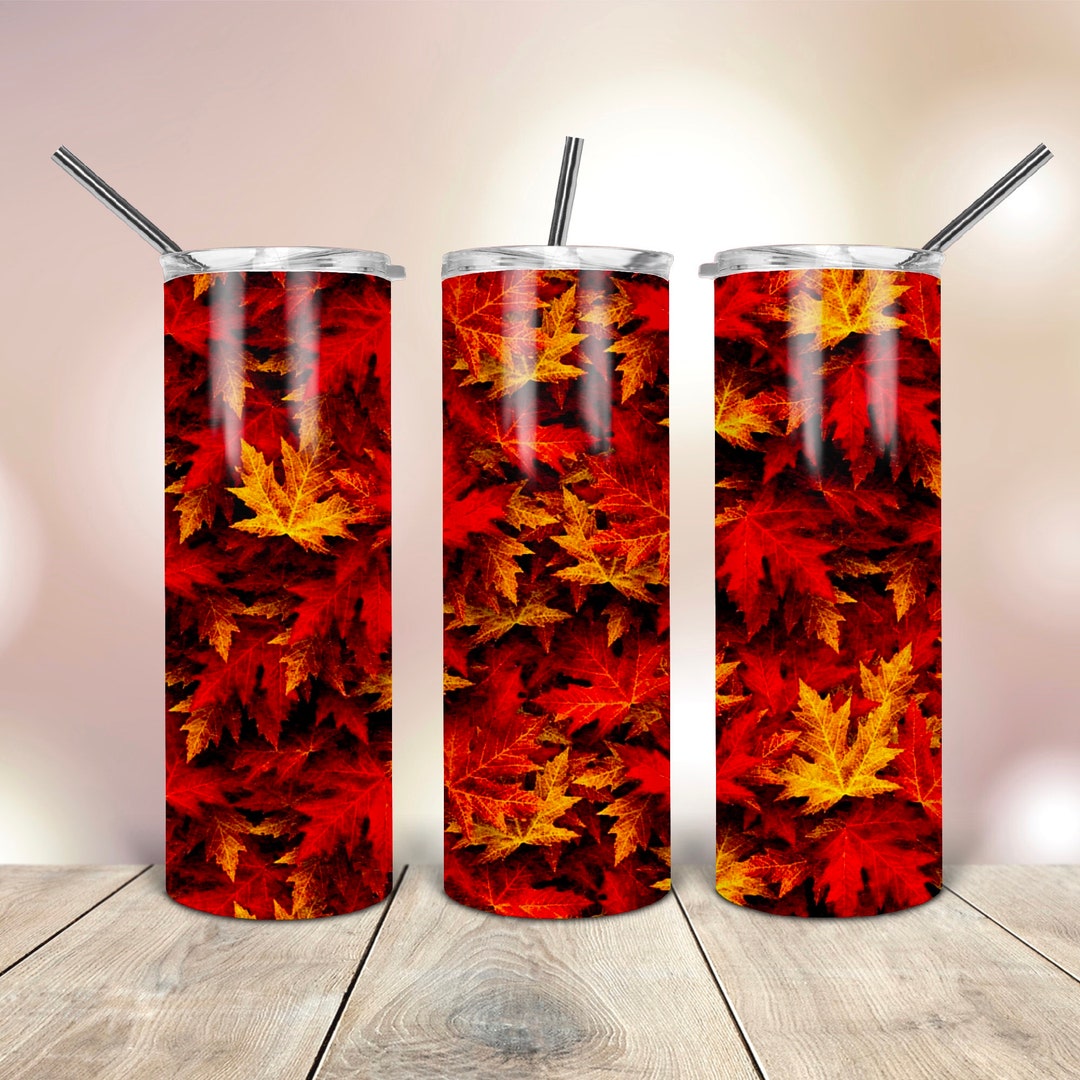 20 Oz Skinny Tumbler Png Autumn Leaves Wrap Tapered Straight - Etsy