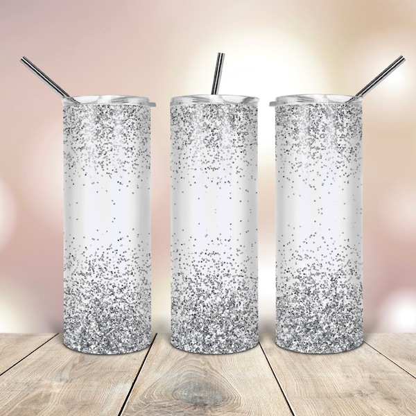 20 Oz skinny Tumbler Png White Silver wrap tapered straight template digital download sublimation graphics  instant download  sublimation