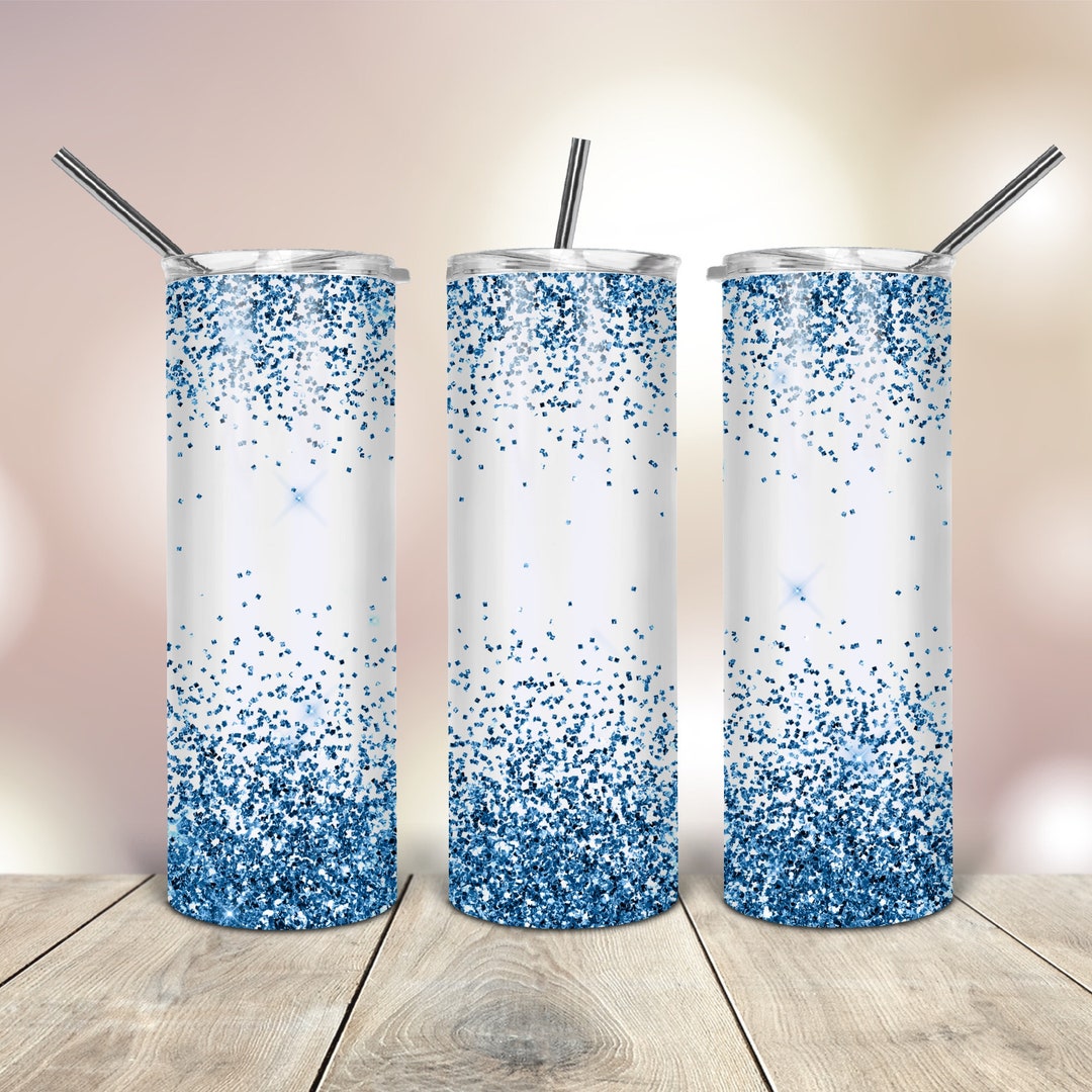 20 Oz Skinny Tumbler White Blue Glitter Wrap Tapered Straight Template ...