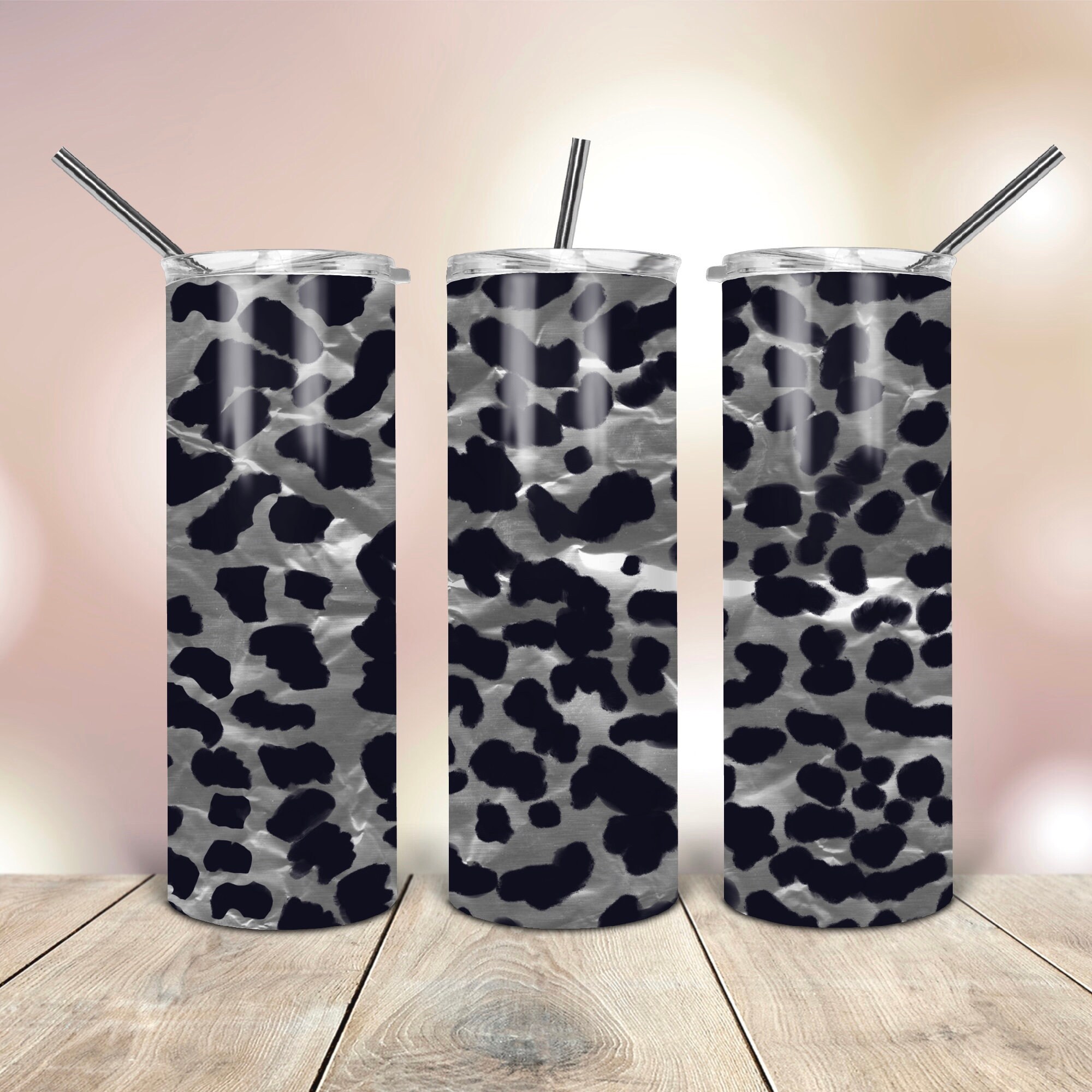 20 Oz flaco vaso plata &leopardo wrap cónico plantilla recta Etsy