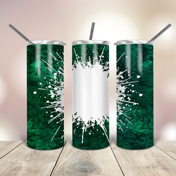 Tumbler Png Green White 20 Oz skinny wrap tapered straight template digital download sublimation graphics instant download sublimation