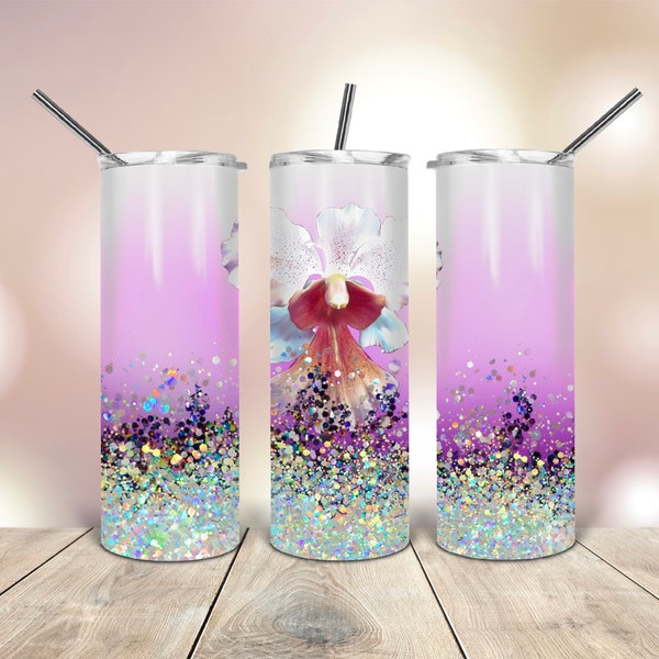 20 Oz skinny tumbler png orchid wrap tapered straight template digital download sublimation graphics  instant download  sublimation