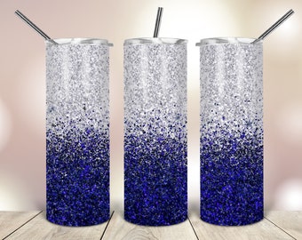 20 Oz skinny tumbler blu scuro glitter avvolgere modello dritto affusolato download digitale sublimazione grafica download istantaneo sublimazione