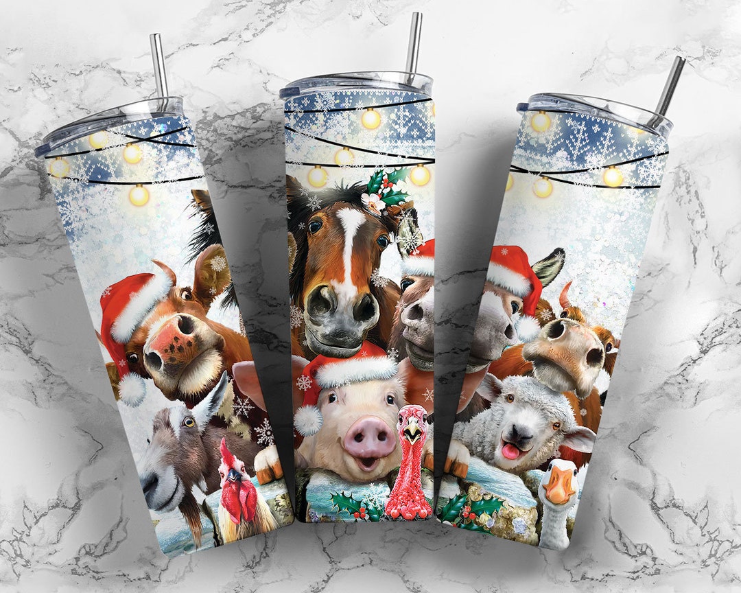Skinny Tumbler Wrap 20 Oz PNG, Animal Christmas Tumbler, Christmas ...