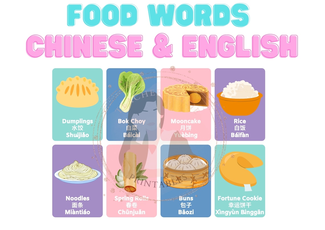 Chinese food words with english translation pinyin etsy