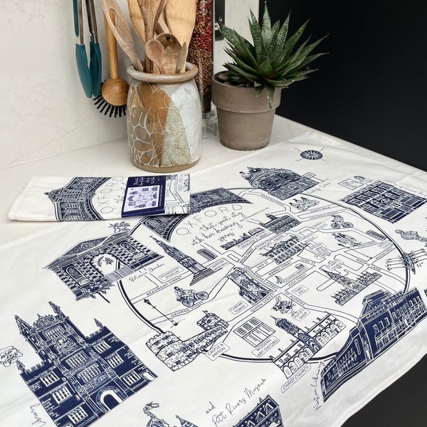 Oxford Mapped Cotton Tea Towel - Art for the Kitchen!