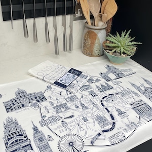 London Map Premium Baumwolle Geschirrtuch - Kunst für die Küche!