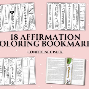 Marcadores para colorear imprimibles para niños, Marcadores de afirmación, Marcadores de positividad, Afirmaciones para colorear, Descarga digital, Actividad consciente