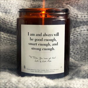 Affirmation, candle gift, scented candle, apothecary candle (Design - I am and always will be good enough)