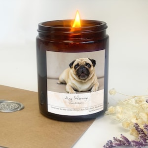 Dog lovers photo candle gift, soy wax candle, scented candle, candle, apothecary candle - Design Personalised Photo