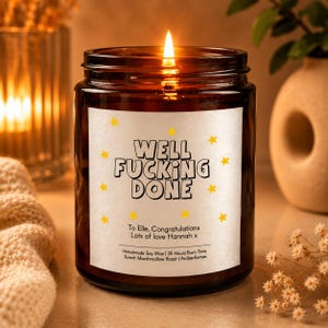 Vela de felicitación, vela de cera de soja, vela aromática (Diseño: ¡Joder, qué bien hecho!)