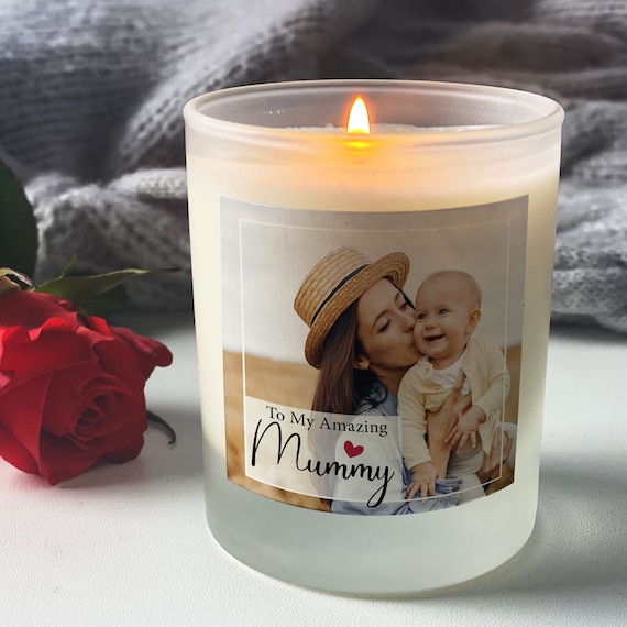 Mothers day gift candle, Personalised candle gift, soy wax candle, Scented  candle - Amazing Mummy Photo Candle - Frosted