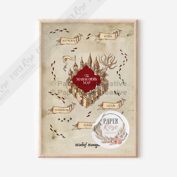 Marauder's Map Wizard School Unframed Art Print