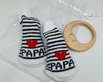 Chaussettes "j'aime papa" pour nouveau né, naissance, grossesse, bébé