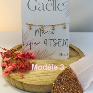 Bracelet carte personnalisée pour nounou, maitresse, avs ou atsem