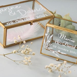 Personalized glass box or personalized stickers for wedding, wedding ring box