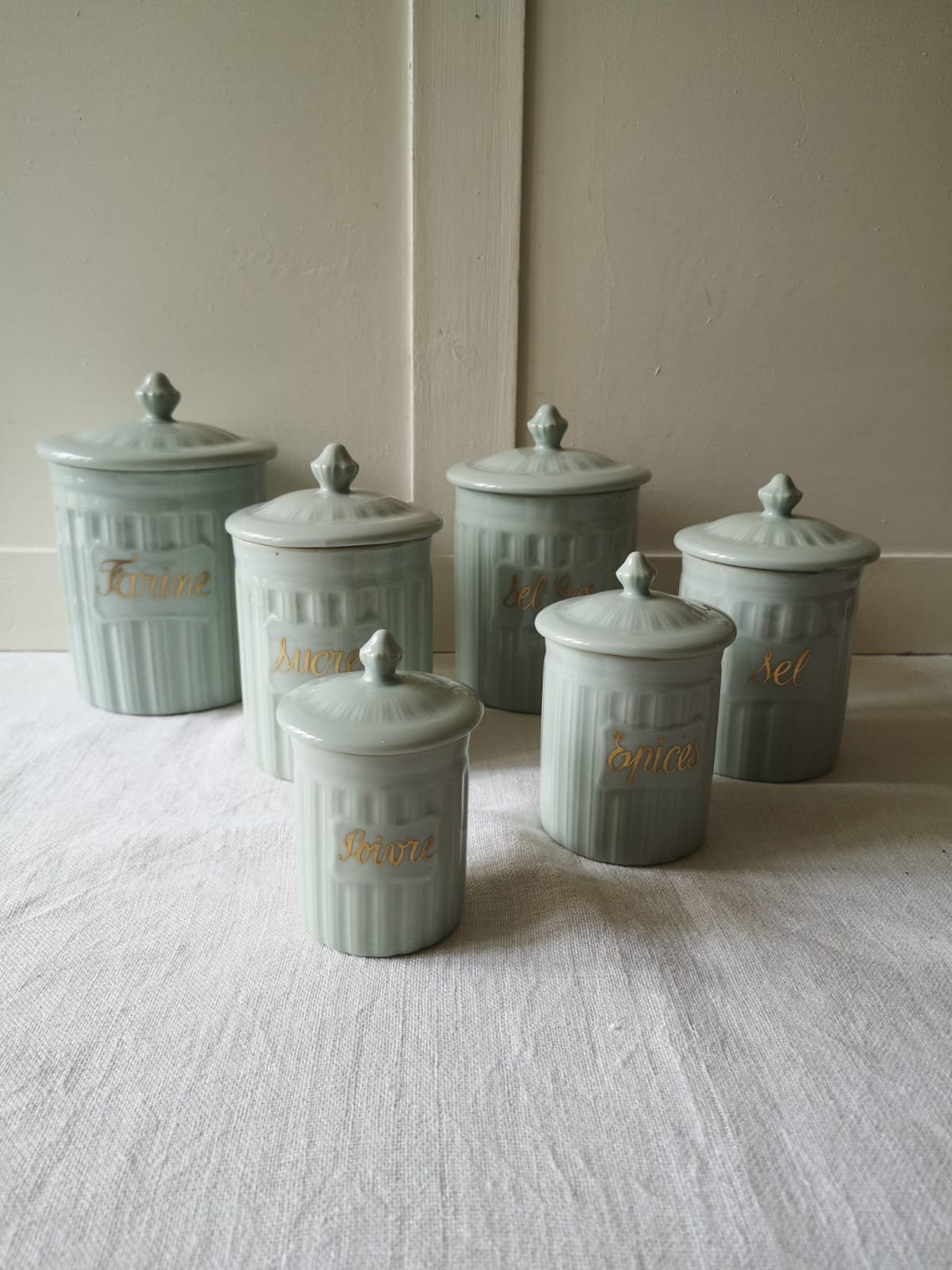 Antikes französisches 6er Set Küchenkanister Made by | Etsy