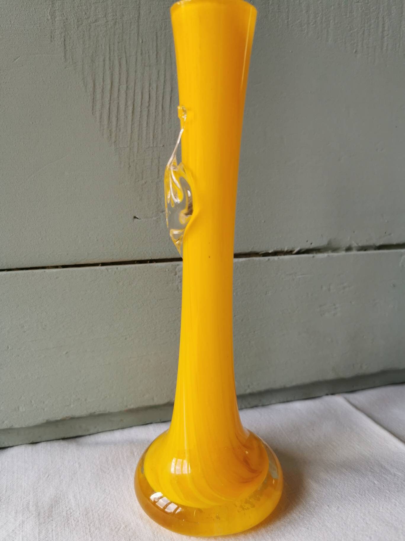 Pretty handblown Yellow vase / handblown Yellow vase / vase Etsy