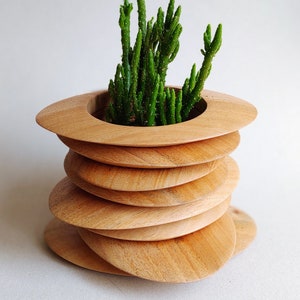 Handmade wooden succulent planter with wooden pebbles stone, succulent pots handmade, wood succulent planter, succulent planter wood