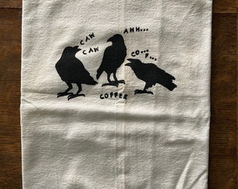FLOUR SACK Towel 40's Retro Silkscreen Coffee Crows